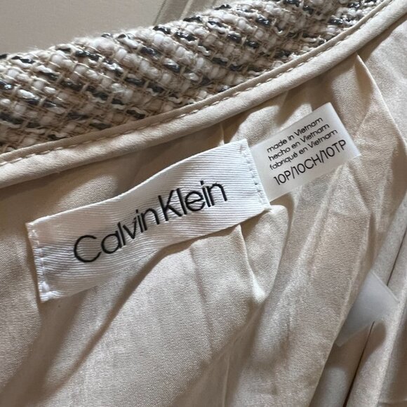 NEW Calvin Klein Beige Gray Tweed Pencil Skirt - Picture 7 of 8